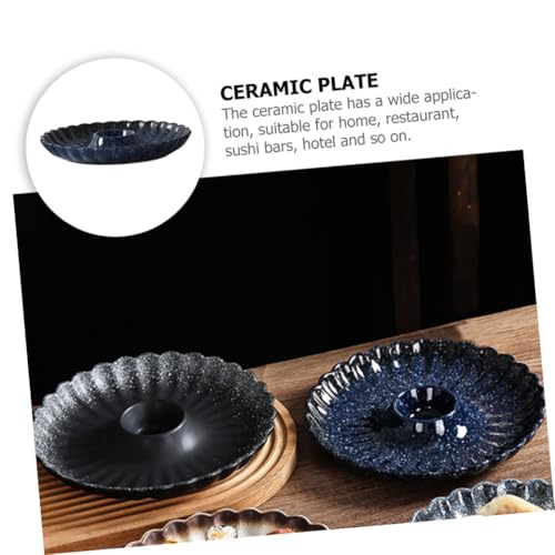 Plato de cerámica para sushi y snacks azul miniatura 3