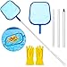 Emooqi Pool Skimmer,Poolkescher/Schwimmbad Kescher/Laubkescher,mit 1.2M Langer Teleskopstange - Fein Maschennetz- Geeignet für Spas, Swimming Pool- Für klar Pool Leaves und Debris