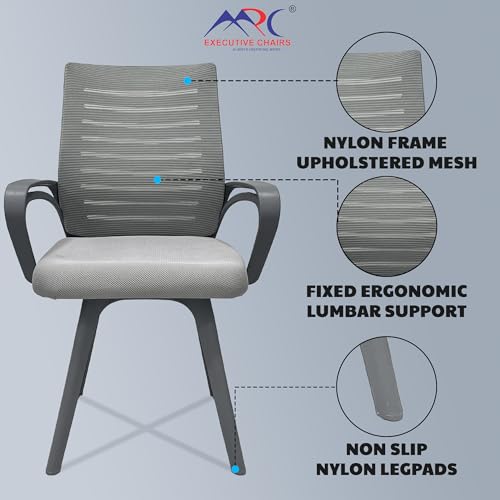 Image of MRC Executive Boom Mesh Mid-Back Fixed Ergonomic Office Chair| Visitor Chair| Study Chair |Computer Chair | Work from Home (Grey)