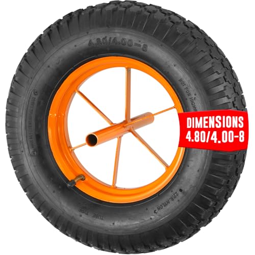 EURO VANADIUM - Roue de Brouette 380 x 80 mm - Roue Brouette 4.80 4.00-8 - Roue de Brouette Gonflable, Axe 20 mm, Chambre à Air Brouette Incluse - Tout Terrain, Solide et Durable