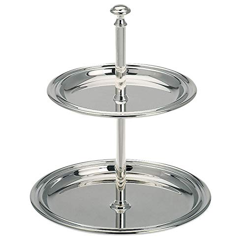 Alzata argentata con 2 ripiani, piccolo supporto da portata 16 cm, con 2 piatti, supporto decorativo a 2 piani, ideale per frutta, cioccolatini, noci, confetti o snack
