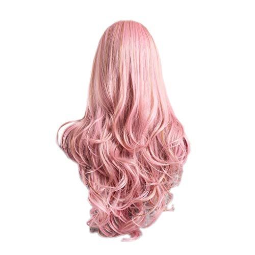 Baoblaze 26 Polegadas Moda Mulheres Cabelo Comprido Peruca Cosplay - Rosa