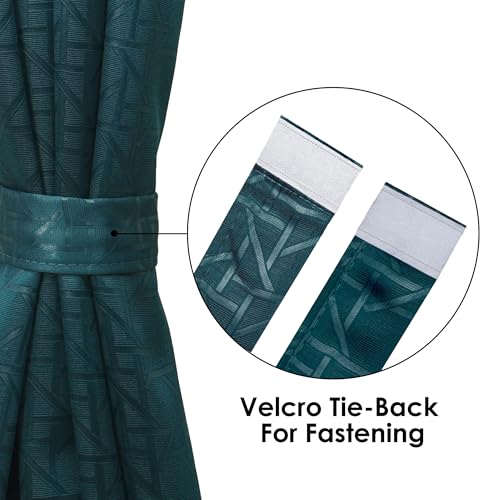 Image of Story@Home 100% True Blackout Semi Long Door Curtains 8 Feet Set of 1 | Geometric Design | Room Darkening Curtain | Thermal Insulated Curtains for Living Room | (116 X 242 Cm, Dark Cyan)