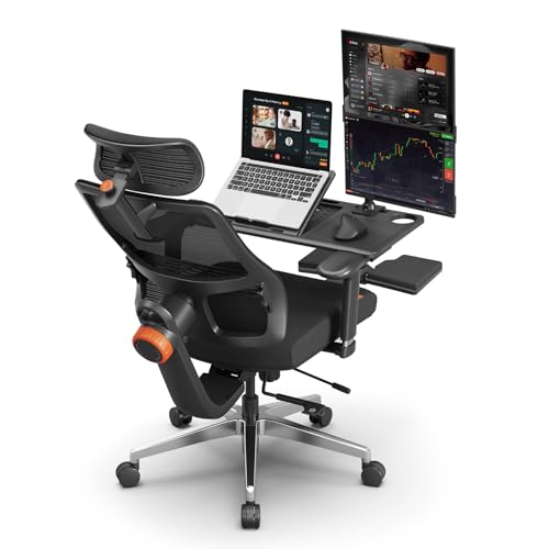 Newtral MagicH BPRO Silla Ergonómica Escritorio con Bandeja para Portátil, Respaldo Espalda Dinámico, Reposapiés, Reposabrazos 4D y Reposacabezas 2D, Cadeira Mejorada para Oficina y Gamer, Negro