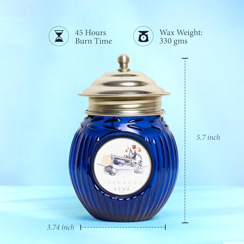 Image of SEVA HOME Ode to India Srinagar Serenity Candle | Natural Soy Wax with Cotton Wick | Floral Kashmiri Aroma | Decorative Home & Gifting Candle | 330g