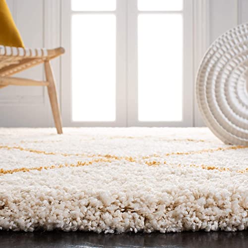 Image of Handwoven Microfibre 3D Rug for Living Room (Ivory & Gold, 12 X15 (Feet), Microfibre)