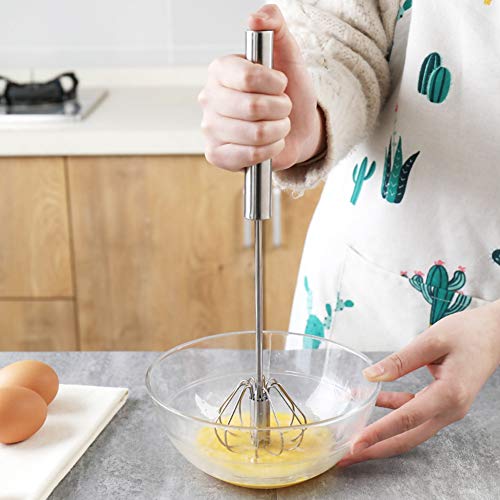 URMAGIC Semi-automatic Egg Beater,Stainless Steel Hand-pressed Egg Beater, Rotary Egg Beater, Baked Egg