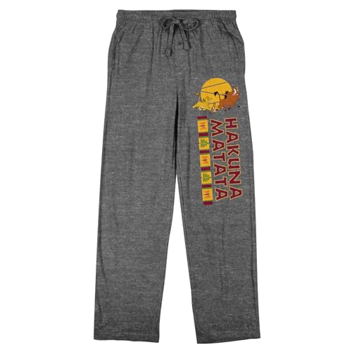 Lion King Hakuna Matata on Heather Gray Adult Sleep Pant