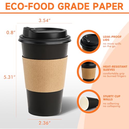 METAPRINT 100 Pack 16 oz Coffee Cups