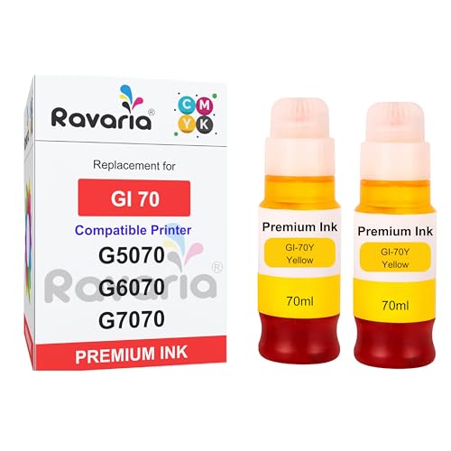 Image of GI 70 Compatible Ink for Canon Pixma G5070 G6070 G7070 Printer (GI 70 Yellow Ink 2 Pcs)