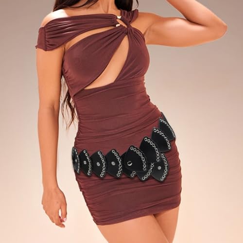 Big Eyelet Fan Shaped Disc Belt for Adult Fashion Corset Belt PU Leather Waiststrap Elegant Coat Dress Belt Eye Catching3