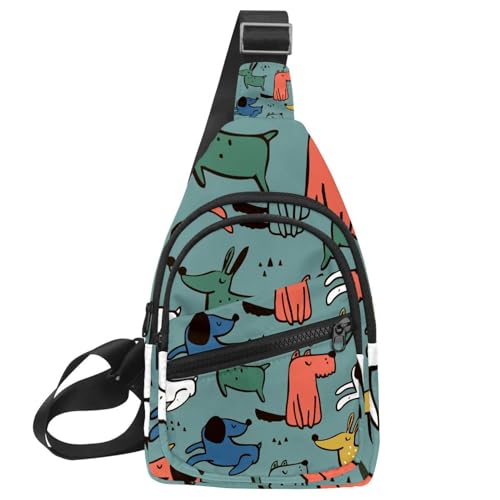Sac de poitrine multicolore mosaïque aquarelle pour homme et femme