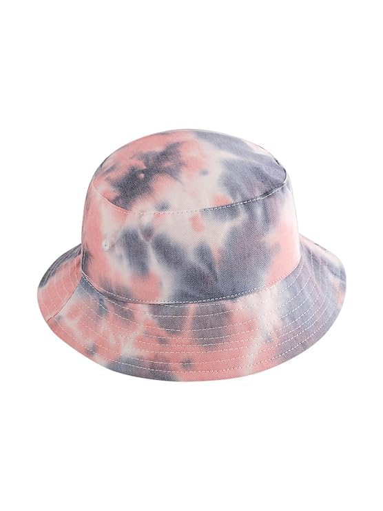 Kids Unisex Pink & Blue Color Tie & Dye Bucket Hat for Boys & Girls Age 8 to 14 Year (Pink & Grey)-image-49
