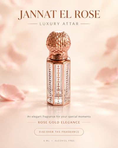 Jan..nat El Rose Long Lasting Non-Alcoholic Attar, Pure Concentrated Perfume Oil with Turkish Rose, Saffron, Amber & Coffee Notes, 5ml - view 2