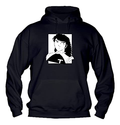  Felpa con Cappuccio Uomo & Bambino - Mark LENDERS Captain Tsubasa - Super vestibilità Top qualità (7-8 Anni, Nera)