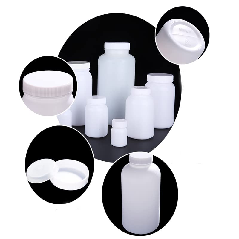Frasco de muestra de plástico de boca ancha de 50 ml a 2000 ml, frasco de reactivo de HDPE for laboratorio (negro, 500 ml, 10 unidades)(Big 250mL 20pcs)