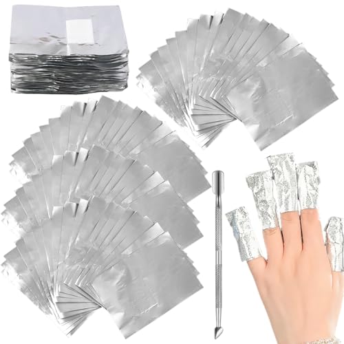コットン付き アルミホイル 200枚 キューティクルプッシャー付き 使い捨て コットン ネイルリムーバー 爪マニキュア用品 ジェルオフリムーバー (200枚) - SEXYTINE - 商品画像