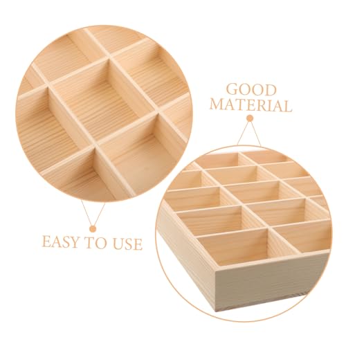 Plateau de rangement bijoux compartiments bois naturel 15 grilles