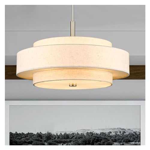 Suspension tissu arrondi luminaire salon pour supprimer les reflets et éclairer en douceur