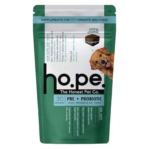 Image of Hope Pre & Probiotics Supplement for Dogs -30 Vegan hoplets | Tasty Pet Chews with Hing for Absolute Gut Health, Gas, Itching, Scratch Relief | Cold-Pressed| Air-Dried | Tasty | Honest Pet Co
