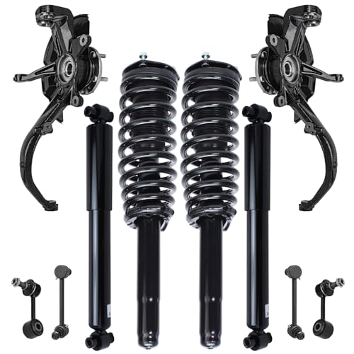 Image of Detroit Axle - Front Steering Knuckles Wheel Hub Bearings + Struts w /Coil Spring + Rear Shock Kit Replacement for Fusion Milan MKZ