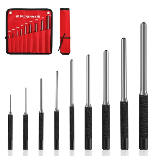 Roll Pin Punch Set 9Pcs Pin Punch Kit with Storage Pouch Hand Removing Repair Tool for Watch Repair Jewelry Craft