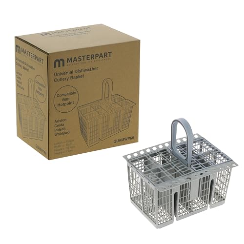 Masterpart Univeral Dishwasher Cutlery Basket Compatible with Hotpoint Indesit Whirlpool C00257140 Detachable Handle Folding Removable Doors for All Standard Sized Dishwasher Cutlery Bastet