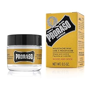 Proraso Moustache Wax, Wood and Spice, 15ml, Soft Moustache Wax with Shea Butter and Beeswax to Condition and Style, Made in Italy