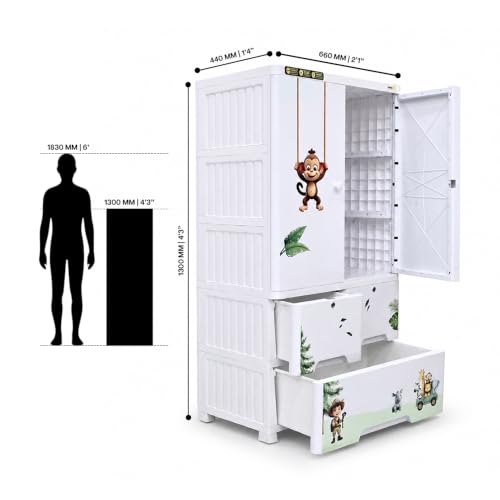 Image of SpaceGEN 2 Layer Drawer Cabinet, Jungle Design, White