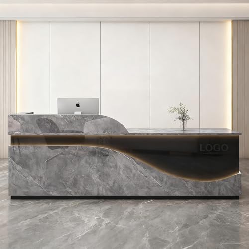 Ddasam レジカウンター 受付カウンター 木製 ロック可能 引出し収納付き 大容量 法人様向け フロントデスク 企業受付 店舗レジ 美容室 アパレルショップ 防塵 配線穴 モダン(460x60x100cm)