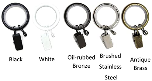Urbanest 1.25" Quiet Smooth Drapery Curtain Rod Rings For 1" Rod With Clips, Eyelets And Nylon Inserts, 8 Pieces, Oil-Rubbed Bronze #TOP3
