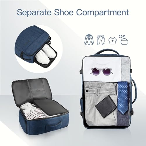 Image of Carry On Backpack, Extra Large 50L Travel Backpack for Men & Women, Expandable Backpack For Airplanes, 17 Inch Laptop Backpack, Luggage Suitcase 40L Daypack Lightweight Business Weekender Bag, Blue