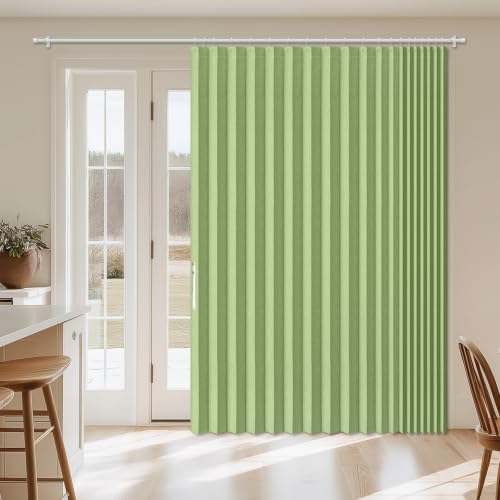 Image of AJAZZ Blackout Accordion Door Curtain 1 Panel 98 inchx78 inch Green - Magnetic Folding Room Divider, No-Drill Sliding Patio Closet
