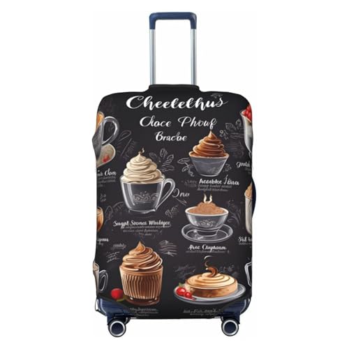 Coffee Luggage Cover Washable Elastic Suitcase Cover Anti-Scratch Travel Luggage Protector Covers for Kids Adult L fits 25-28 inch Suitcase