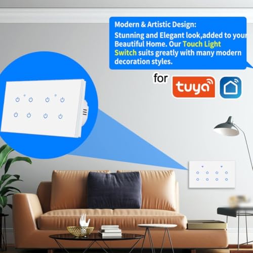 Interruptor inteligente de cristal táctil compatible con Google Home y voz 6