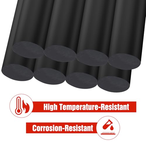 Image of 8PCS Round Acetal Copolymer Rods, 0.98 Inch Diameter x 11.8 Inch Length, Black POM-C Plastic Rods, Standard Tolerance, High Strength & Machinable, Non-Marring Fixtures, Industrial Grade