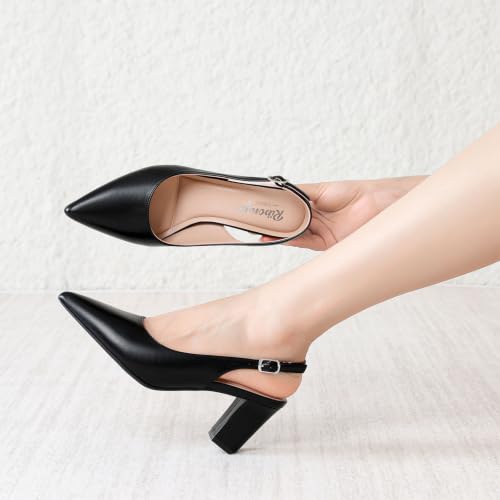 Image of RIBONGZ Sexy Slingback Pumps Elegant Dressy Heels for Women Closed Toe Pointy High Heels Wedding Bride Prom Party Evening Shoes
