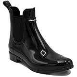 Nautica Ladies Windsail Womens Low Shaft Ankle/Mid Calf Gore Bootie Waterproof Rain Boot-Black-Shayna-6