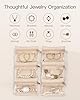 VLANDO Travel Jewelry Case,Valentines Gifts,Small Jewelry Box Organizer,Travel Jewelry Storage with 6 Velvet Jewelry Zipper Pockets, Birthday Gifts for Women Girls (White) #5
