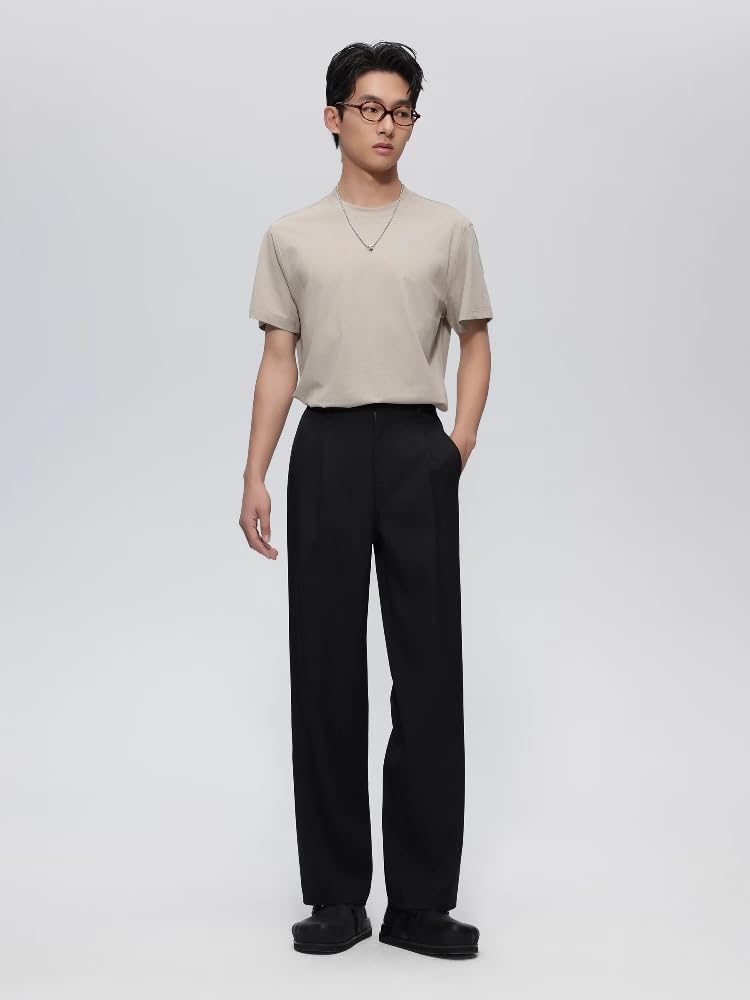 Men's Suit Pants Thin Lightweight Straight Leg Loose Summer Casual Office Pants for Men