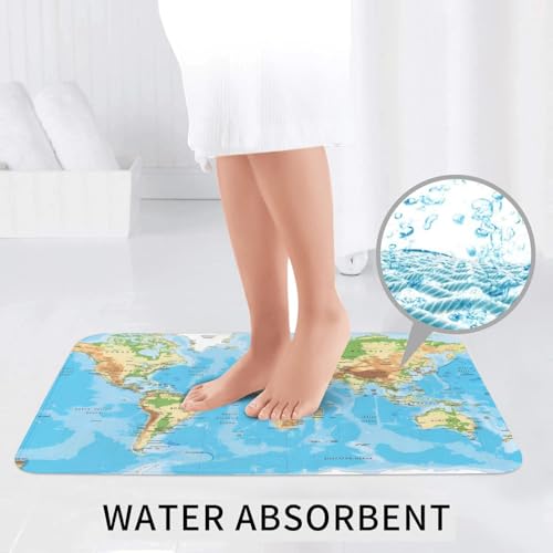 Alfombras de baño con mapa del mundo para renovar el estilo de tu aseo con comodidad 7