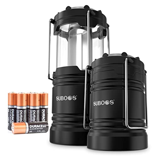 SUBOOS Camping Lanterns Battery Operated [2 Pack] – 2X Brighter LED Camping Light Lamp with Magnetic Base and Foldable Hook for Hanging, Portable for Hurricane, Emergency, Home, Shed and More