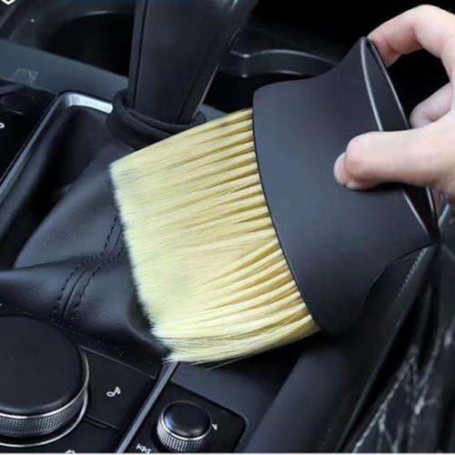 Image of DETACHI Car Interior Cleaning Brush + Microfiber Cloth Super Absorbment 40x40 850 GSM+ Ultra Soft Hair Bristle Brush for A /c Vents Dust, Dashboard Cleaning Laptops, Cleaning Tools Combo Pack 3Pcs
