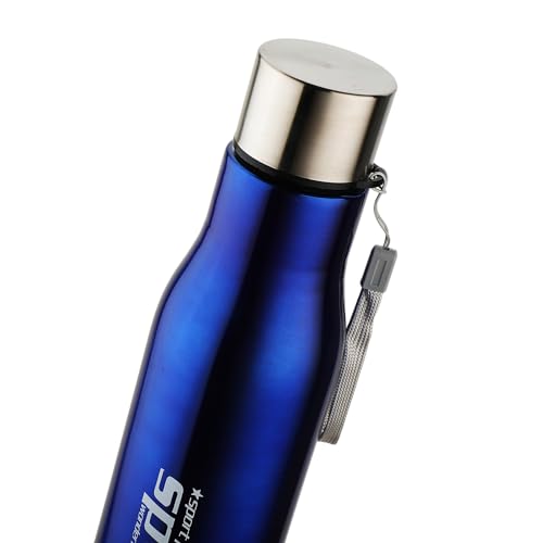 Image of INDICRAFT Stainless Steel Water Bottle 1 litre, Water Bottles For Fridge, School,Gym,Home,office,Boys, Girls, Kids, Leak Proof(BLUE,1000 ML, SET OF 1, Model-Diana)