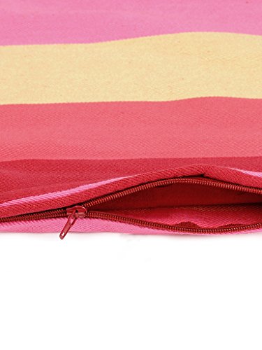 Image of Swayam Set of 5 Striped Print Cotton Pink Cushion Cover | 12 x 12 Inch | Soft Breathable Fabric with Hidden Zipper | Decorative & Stylish Cushion Covers for Sofa, Living Room, Bedroom & Couch