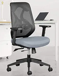 Redefine Hydra Office Chair, Breathable Mesh Computer Chair with Ergonomic Adjustable Lumbar Support, Armrest (Grey)