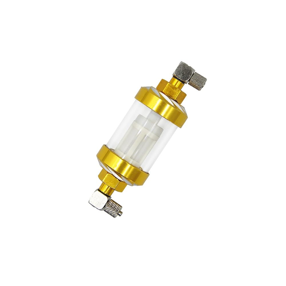 Filtr oleju hydraulicznego CNC Metal przezroczysty do 1/12 RC koparka hydrauliczna spychacz ładowarka DIY Upgrade części samochodowe(Yellow)