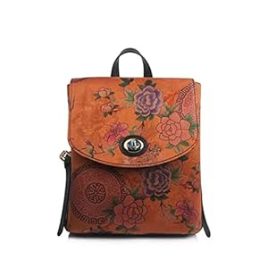 MGYY Rugzak voor vrouwen, Chinese zijden reizen rugzak schoudertas kleine casual dagrugzak voor grils (pioenroos oranje23cm* 21cm* 13cm), ORANJE, Reisrugzakken