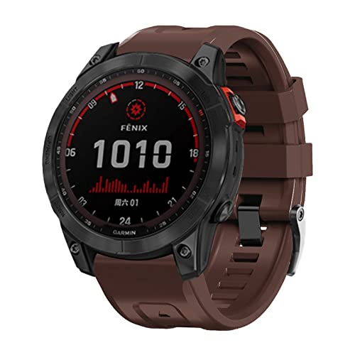 Bracelet Garmin Fenix 7X 6X 5X silicone marron 26mm montre sport - 4