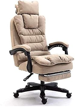 Office Chair with Headrest Pillow Adjustable Ergonomic with Lumbar Support Soft Fabric Color Gray Beige